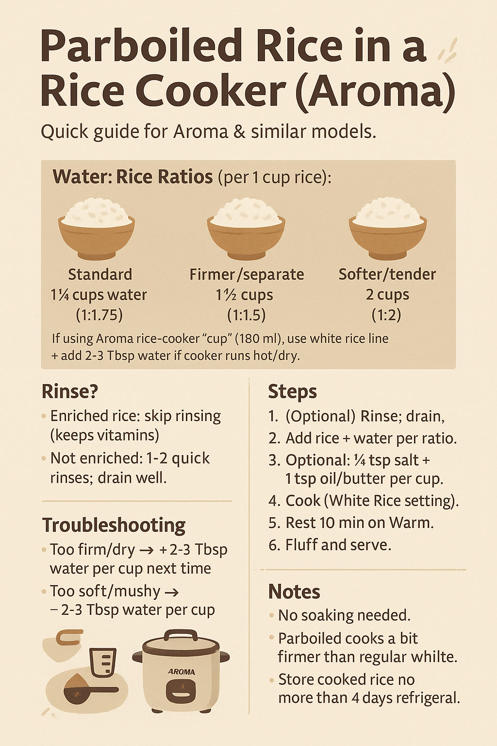 How to cook parboiled rice in a rice cooker?
