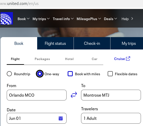 Airfare Orlando FL to Montrose CO