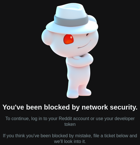 Reddit blocked by network security