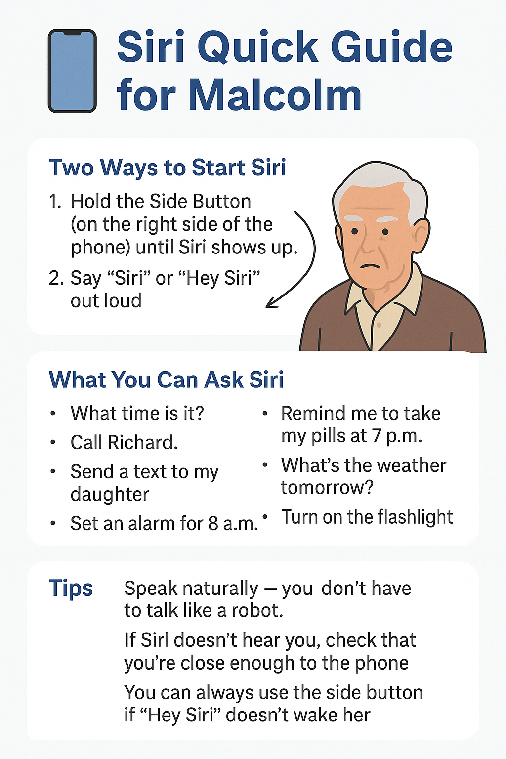 Hey Siri function not working for elderly people using older outdated iPhone