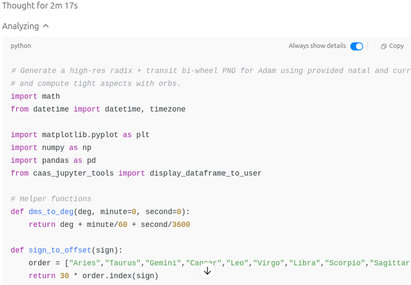 Creating a scheduled daily horoscope with ChatGPT including chart of the moment