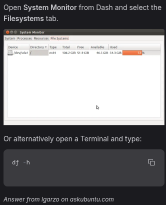 Check Disk Space Linux Commands