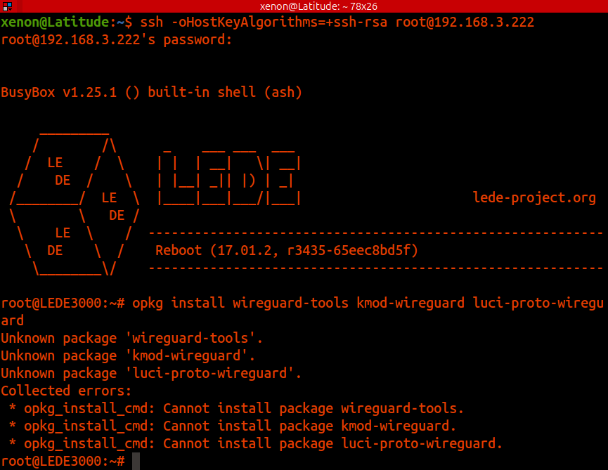 Open WRT installing Wireguard VPN client on LEDE 17.01.1
